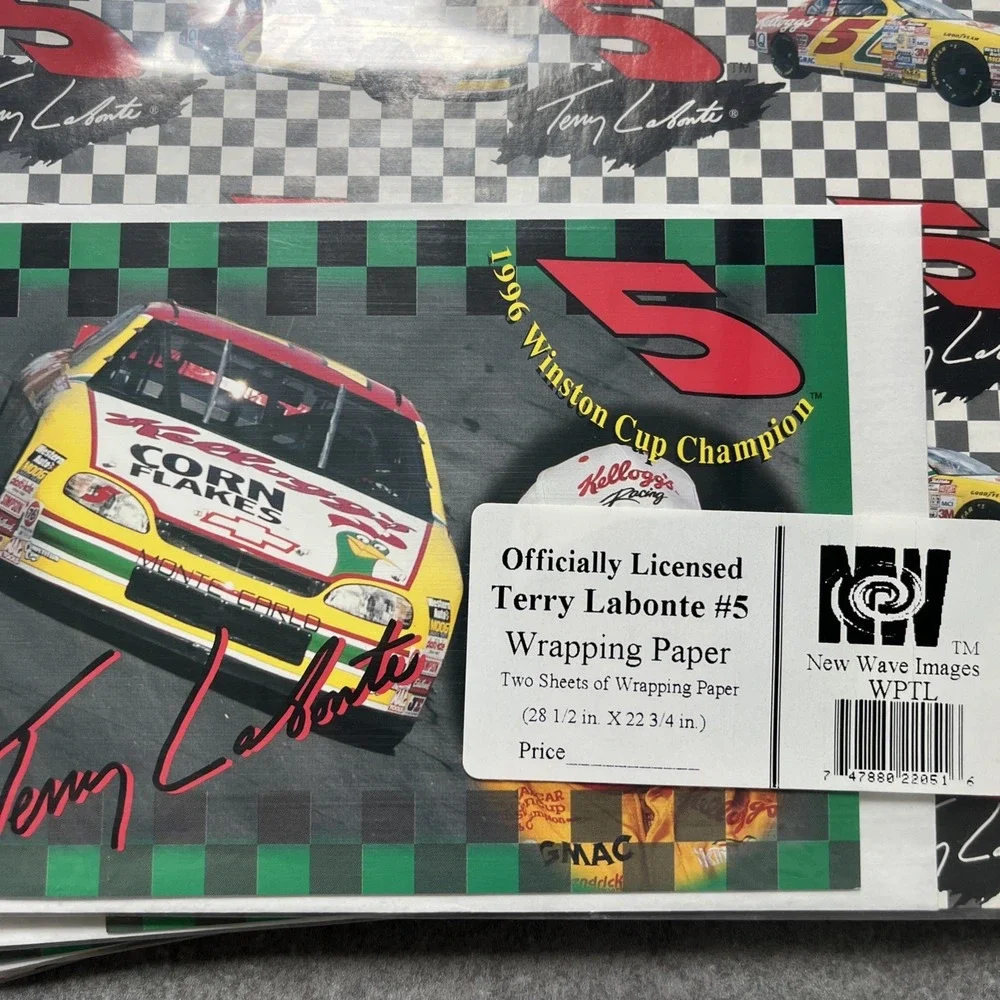 4X Terry Labonte #5 Kellogg's  Wrapping Paper with 1996 Winston Cup Card